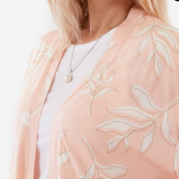 Summer and Rose Sophia Kimono Peach Palms Viscose  Cover-up  Chic  Plus Size NEW - Picture 4 of 7